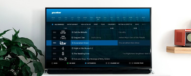 An image of a youview tv channel guide